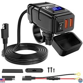 90321b Visit The Nilight Store Motorcycle Usb Charger With 12v Voltmeter Dual Qc3.0 Fast Charging Waterproof