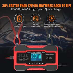 Yonhan 744110940640 Battery Charger 10-amp 12v And 24v Fully-automatic Smart Car