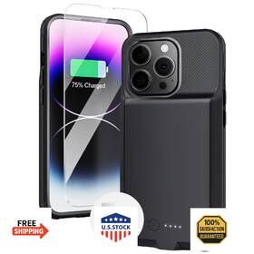 B0fx3wrw3b Zenee Iphone 14 Pro Battery Case 7000mah Charging Cover Shockproof Tpu Black