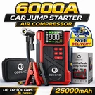 6000A Car Jump Starter With Air Compressor Portable Battery Booster 12V Box. Fixed Price $55.97.