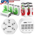 Ebl 600MAH 9V Rechargeable Li-ion Batteries / 4 Or 5 Bay Battery Charger Lot. Fixed Price $26.99.