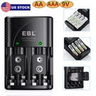 Ebl Rapid Smart Charger For Aaa 9V Nimh Nicd Rechargeable Batteries (3IN1). Fixed Price $12.59.