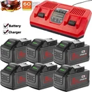 2PACK 8.0AH Battery /charger For Milwaukee M18 Lithium Extended 48-11-1860. Fixed Price $72.99.