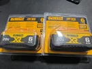 2X New Dewalt 20V Max Xr 6.0AH Lithium Batteries Li-ion DCB206-2. Fixed Price $108.89.