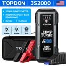 Topdon JS2000 Car Jump Starter 2000A Peak Battery Booster Charger Power Bank 12V. Fixed Price $84.99.
