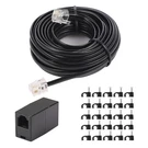 20 Ft Telephone Extension Cord, Black, RJ11 Plug, Coupler, 15 Cable Clips. Fixed Price $15.10.