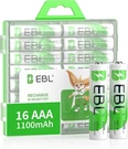 Ebl 16 Pack Aaa Rechargeable 1100MAH Ni Mh READY2CHARGE. Fixed Price $25.90.