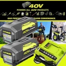 For Ryobi 40V Ah Lithium Ion Battery 40-VOLT OP40605VNM OP40602 /rapid Charger. Fixed Price $59.00.