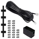 25 Feet Telephone Extension Cord RJ11 Plug Couplers 20 Clips Black. Fixed Price $15.09.