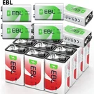 Ebl 9V Li-ion Battery Rechargeable 6F22 600MAH, (280MAH 9-VOLT Ni-mh) Lot. Fixed Price $81.59.