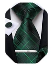 Mens Silk Plaid Striped Necktie Pocket Square Cufflinks Clip Set Gift Box. Fixed Price $30.18.