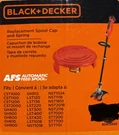 Black+decker RC-100-P Replacement Spool Cap And Spring, Free Shipping. Fixed Price $10.99.
