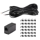 50 Ft Black Telephone Extension Cord, RJ11 Plug, Coupler, 15 Cable Clips. Fixed Price $12.60.