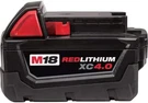 Milwaukee 48-11-1840 M18 Redlithium Xc 4.0 Ah Extended Capacity Battery Pack New. Fixed Price $104.99.