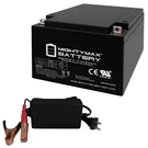 Mighty Max ML26-12 -12V Ah, T3 Terminal, Sla Agm Battery + 4AMP Charger. Fixed Price $79.99.