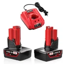 2PACK 6500MAH Replacement For Milwaukee M12 Battery 12VOLT + Charger Kit,. Fixed Price $96.24.