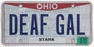 Ohio Vanity Personalized License Plate Deaf Girl Hearing Aid Audiologist Stark. Fixed Price $99.95.