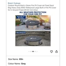 Exokugo 65IN Heavy Duty Waterproof Round Fire Pit Cover Diameter 7.9. Fixed Price $30.00.