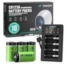 Taken CR123A Rechargeable Batteries 4 Pack, 3.7V Lithium Battery And Led Charger. Fixed Price $14.99.
