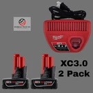 Milwaukee M12 XC3.0 Battery Oem Pack 48-11-2402 Charger 48-59-2401 Kit X2. Fixed Price $99.98.