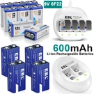 Ebl 600MAH 6F22 Li-ion Rechargeable Batteries 9VOLT Battery Usb Charger Lot. Fixed Price $43.59.