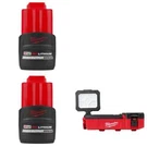 Milwaukee 48-11-2425 M12 CP2.5 BATTERY-2 Pack W/ Free 2356-20 Flood Light. Fixed Price $170.17.