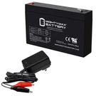 Mighty Max 6V 9AH F2 Replaces DJW6-7.2, 652007, MX06065, NP76, + Charger. Fixed Price $34.99.