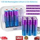 Pallus 1.5V Aa Rechargeable Lithium Batteries 3500MWH Fast Li-ion Charger Lot. Fixed Price $92.14.