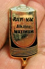 Vintage 1990 Ray-o-vac Alkaline Maximum Battery Ad Promo Limited Ed. Lapel Pin. Fixed Price $14.99.