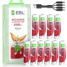 Ebl Aa Usb Rechargeable Battery 1.5V Li-ion 3500MWH Double Batteries+cable Lot. Fixed Price $672.59.