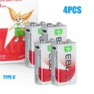 4X 9 Volt Li-ion Usb Rechargeable Batteries 5400MWH Lithium W/charging Cable. Fixed Price $22.40.