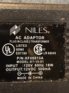 Niles Ac Power Supply Charger Adapter 12VDC 500MA. Fixed Price $9.40.