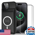Iphone 15 Pro Max Wireless Charging Battery Case 12000MAH Portable Black. Fixed Price $80.81.