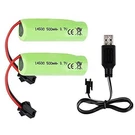 2PCS 3.7V 500MAH SM-2P Plug 14500 Li-ion Battery W/ Usb Charger For Rc Toy Car. Fixed Price $13.99.