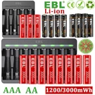 Ebl Aaa Rechargeable Batteries 1200/3000MWH 1.5V Li-ion /optional Charger Lot. Fixed Price $33.89.