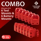 Combo: 6 / Heavy Duty Milwaukee M18 Tool And Battery Holders Mount Made In Usa. Fixed Price $16.50.