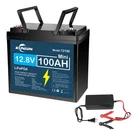 12V 100AH LIFEPO4 Lithium Battery With Charger, Built-in Bms, For Golf Cart. Fixed Price $152.99.