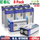 8PCS Ebl 280MAH 6F22 Ni-mh Rechargeable Battery Volt Batteries Nimh. Fixed Price $32.59.
